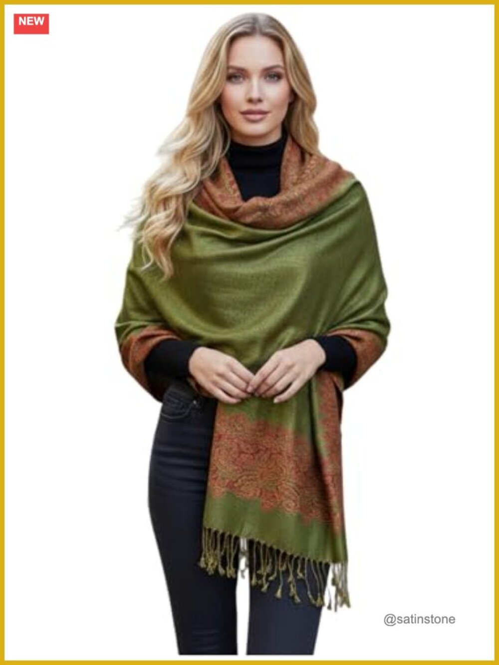 Reversible Pashmina Feel Shawl Wrap Stole Viscose Acrylic Fringe 72x28